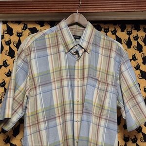 Oliver Harris Men's Multicolor Plaid Button Down Shirt